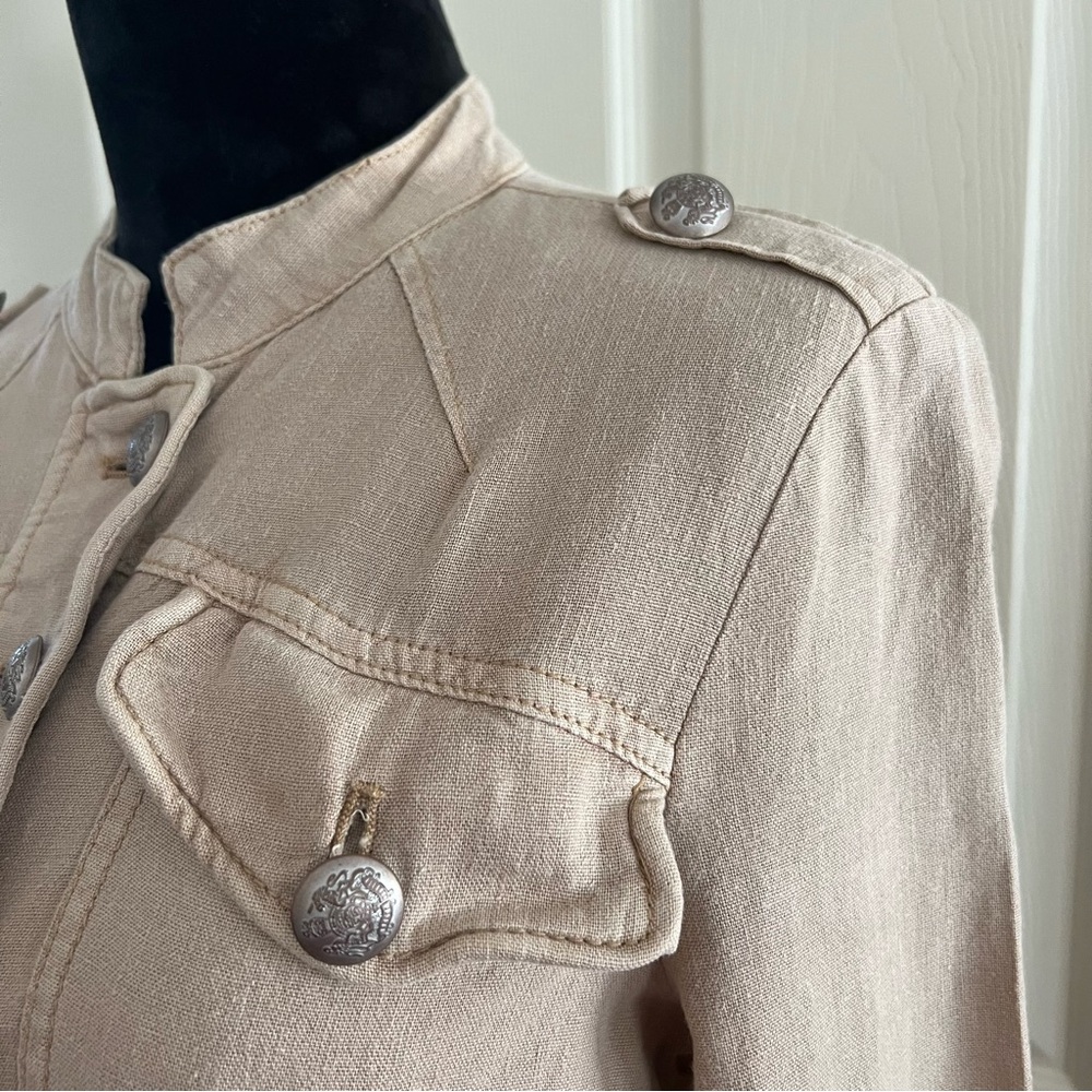 Beige Women's Military-Style Jacket - Picture 7 of 14